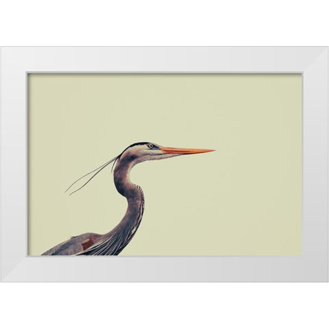 Heron White Modern Wood Framed Art Print by Viola, Vincenzo
