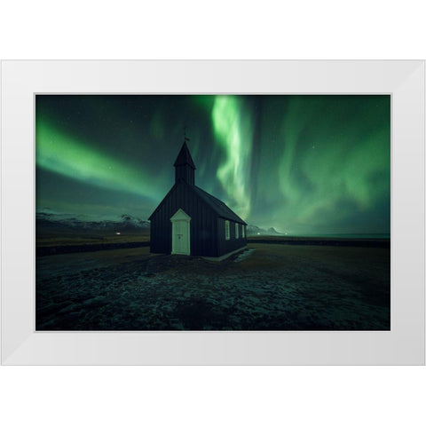 Northern Lights White Modern Wood Framed Art Print by Martin Castan, David
