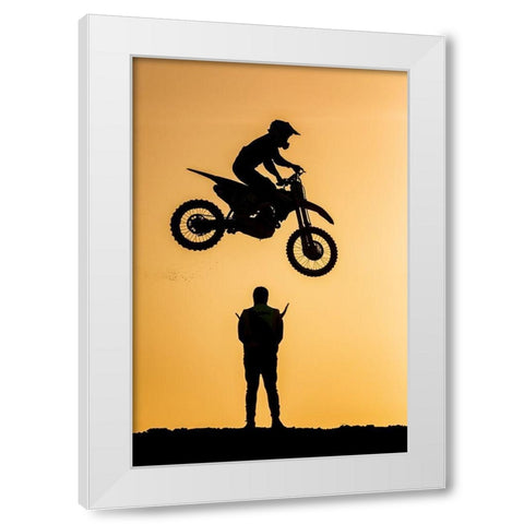 Jump Over White Modern Wood Framed Art Print by Allam, Abdelkader
