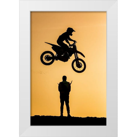 Jump Over White Modern Wood Framed Art Print by Allam, Abdelkader