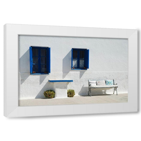 Santorini White Modern Wood Framed Art Print by Nielsen, Ole