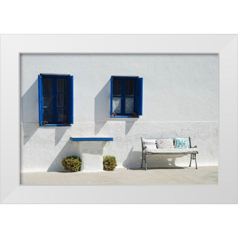 Santorini White Modern Wood Framed Art Print by Nielsen, Ole