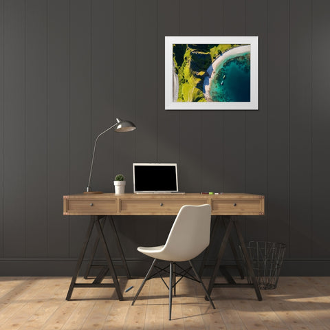 Two Boats White Modern Wood Framed Art Print by Chandra, Suwandi
