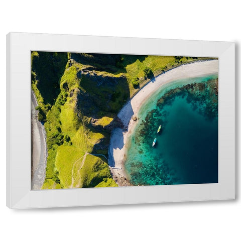 Two Boats White Modern Wood Framed Art Print by Chandra, Suwandi