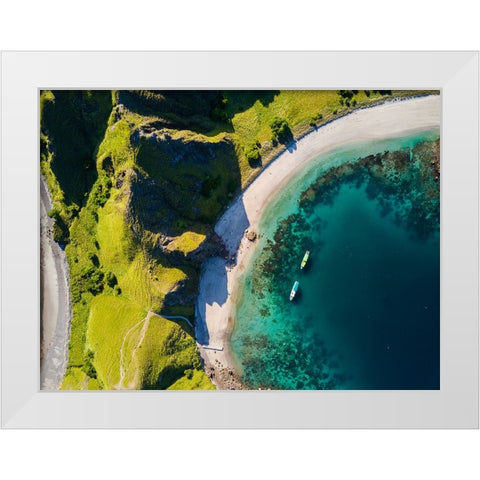 Two Boats White Modern Wood Framed Art Print by Chandra, Suwandi