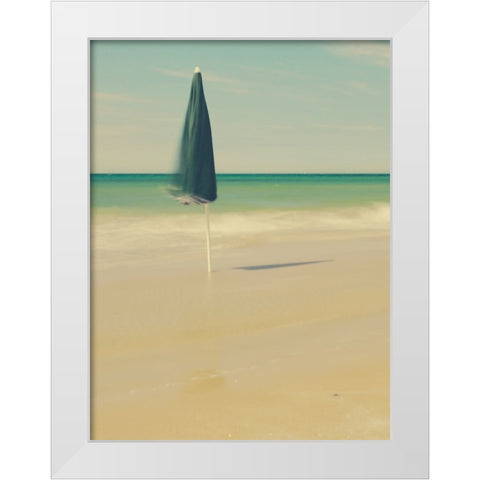 The green umbrella White Modern Wood Framed Art Print by Della Latta, Massimo
