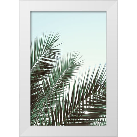 Palm leaves-sky 1 White Modern Wood Framed Art Print by Artographie Studio