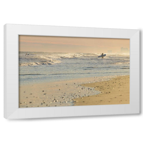 Surfs Up White Modern Wood Framed Art Print by Mikulska, Aneta