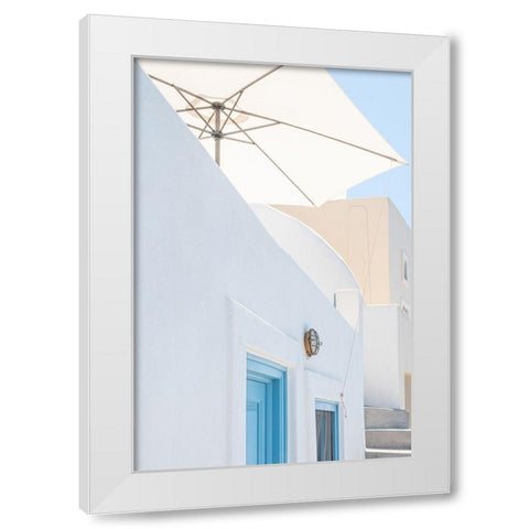 Sunshade and blue doors White Modern Wood Framed Art Print by Wride, Linda