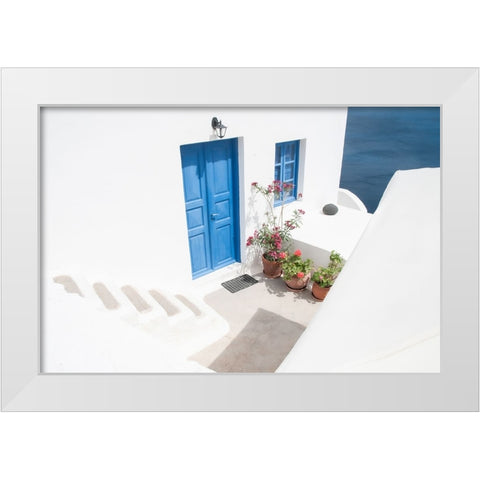 Steps down to blue White Modern Wood Framed Art Print by Wride, Linda