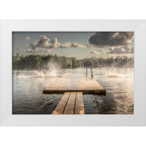 The diving board White Modern Wood Framed Art Print by Kleimann, Stephanie