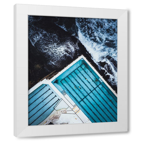 Most famous ocean pool in Australia White Modern Wood Framed Art Print by Sarfraz, Asad
