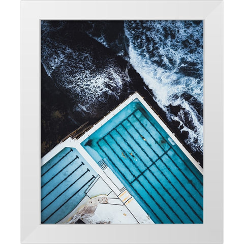 Most famous ocean pool in Australia White Modern Wood Framed Art Print by Sarfraz, Asad