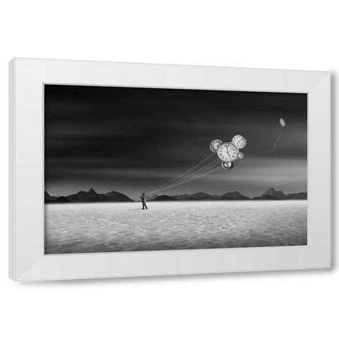 Time keeper White Modern Wood Framed Art Print by Ghosh, Swarnendu