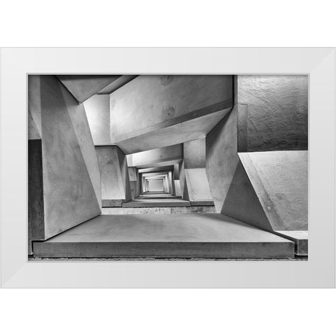 downstairs White Modern Wood Framed Art Print by Goetzinger, Guy