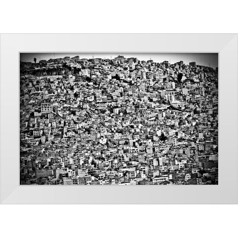 Favela Village in El Alto La Paz Bolivia White Modern Wood Framed Art Print by Lindhe, Joel