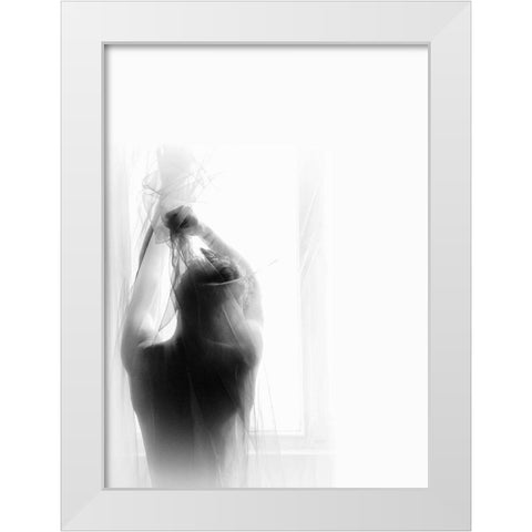 Morning White Modern Wood Framed Art Print by Haghi, Babak