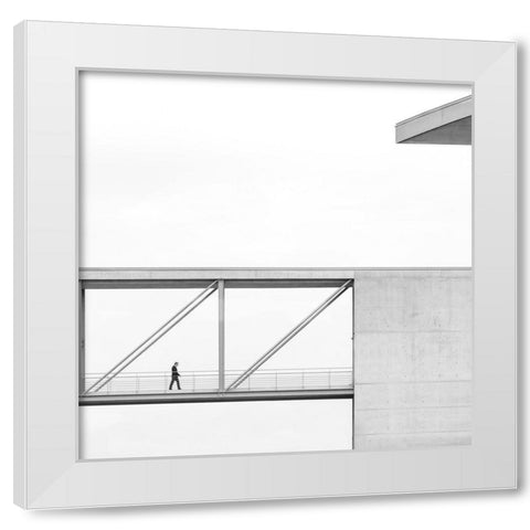 across the bridge White Modern Wood Framed Art Print by Lenzen, Klaus