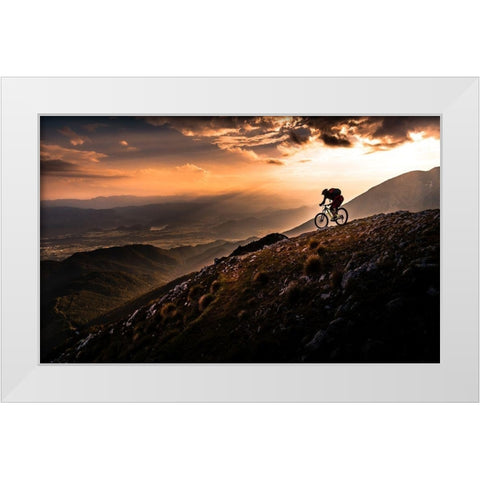 Sunset Ride White Modern Wood Framed Art Print by Bertoncelj, Sandi