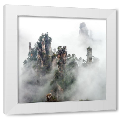 Zhangjiajie White Modern Wood Framed Art Print by Zhu, Hua