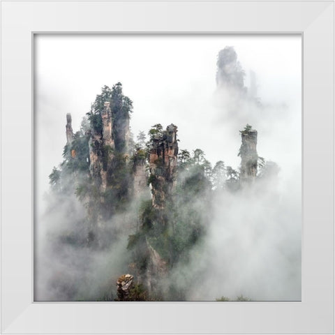 Zhangjiajie White Modern Wood Framed Art Print by Zhu, Hua
