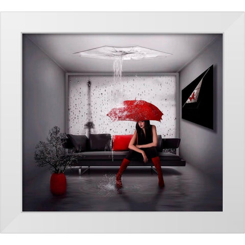 Rain in Paris White Modern Wood Framed Art Print by Simongulashvili, Natalia