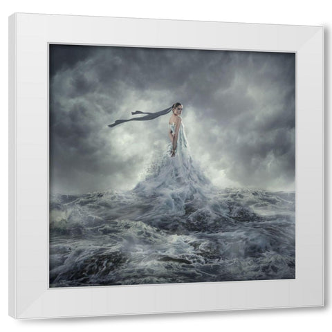 Mazu White Modern Wood Framed Art Print by Hardibudi