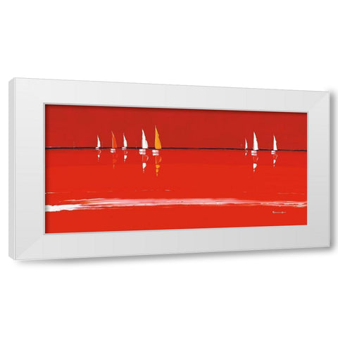 Soleil rouge White Modern Wood Framed Art Print by Fontdeville, Guy