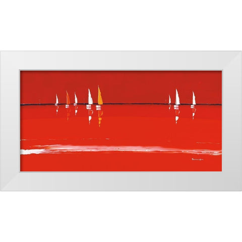 Soleil rouge White Modern Wood Framed Art Print by Fontdeville, Guy