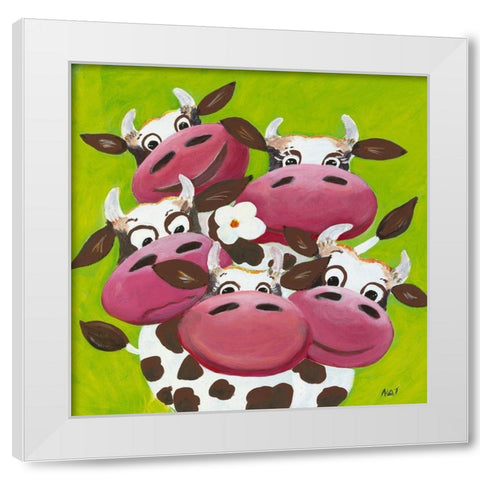 Troupeau White Modern Wood Framed Art Print by NAT