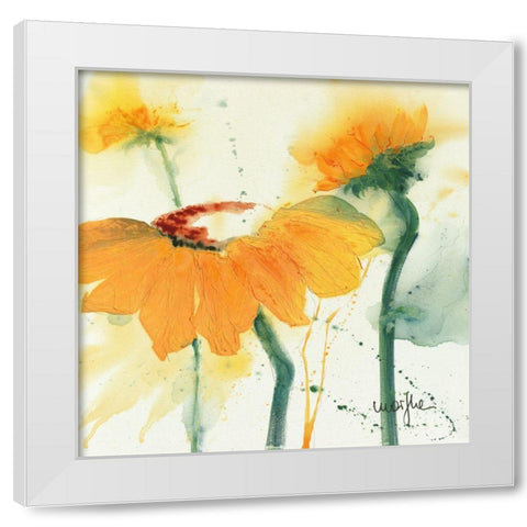 Tournesol V White Modern Wood Framed Art Print by Marthe