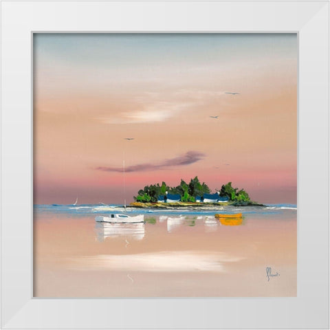 Soleil couchant sur le golfe 2 White Modern Wood Framed Art Print by Flanet, Frederic