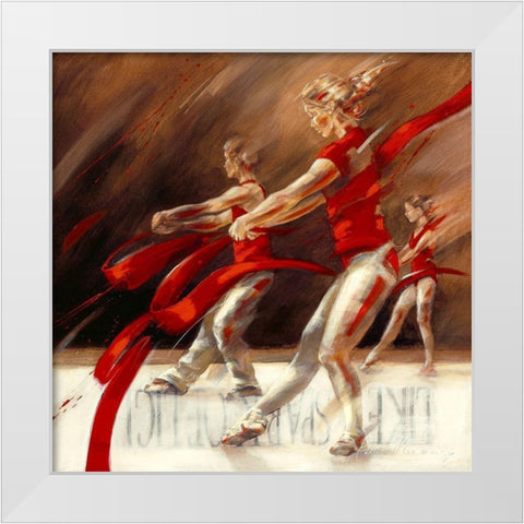 Dancing Ribbons White Modern Wood Framed Art Print by Meijering, Kitty