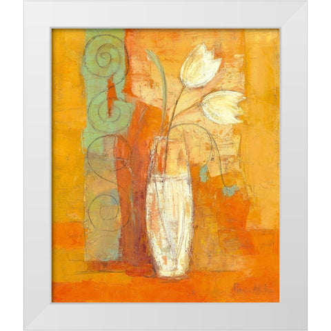 Tulipes White Modern Wood Framed Art Print by Pivier-Attolini, Regine