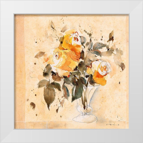 Roses III White Modern Wood Framed Art Print by ROMO-Rolf Morschhauser