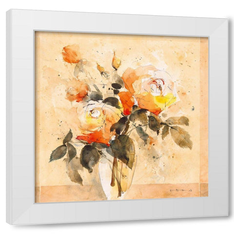 Roses IV White Modern Wood Framed Art Print by ROMO-Rolf Morschhauser