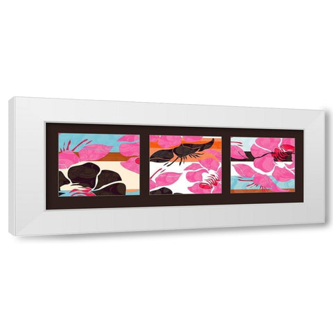 Kimono White Modern Wood Framed Art Print by Talva Design