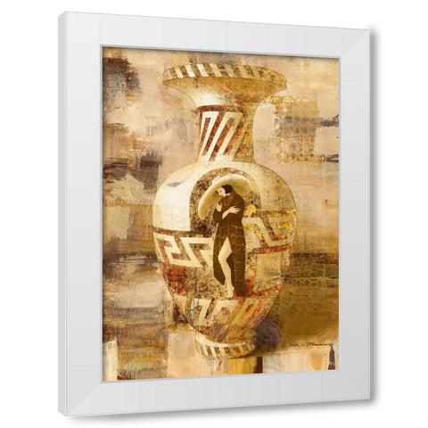 With a Hat White Modern Wood Framed Art Print by Juta and Mareks