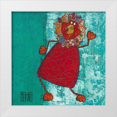 Leo White Modern Wood Framed Art Print by Dahan, Sushila