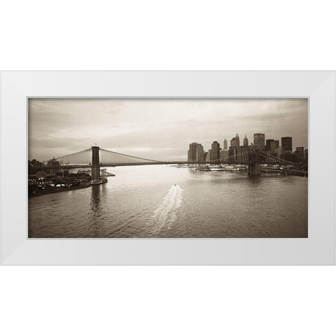 Brooklyn Bridge at Dawn White Modern Wood Framed Art Print by Butcher, Dave