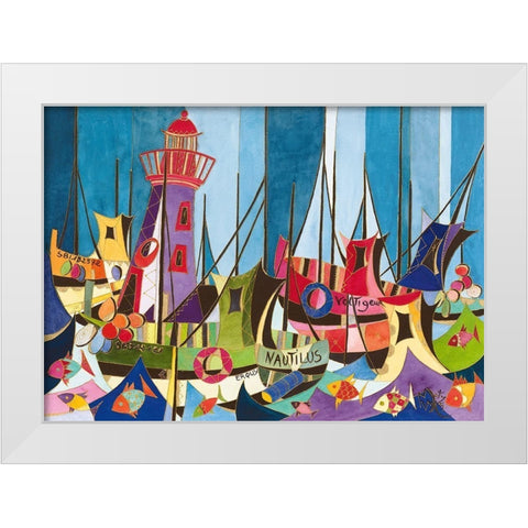 Tempete de Joie sur Erquy White Modern Wood Framed Art Print by Wentzeis, Martine