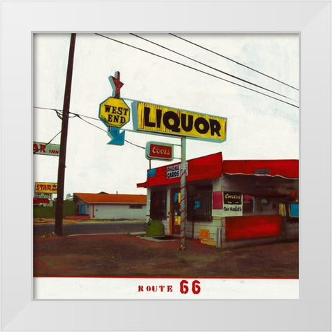 Route 66 - West End Liquor White Modern Wood Framed Art Print by Olukman, Ayline