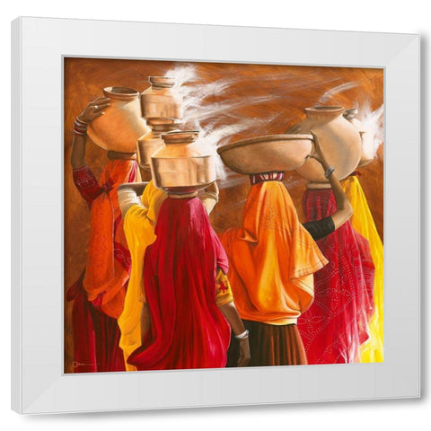 Saris White Modern Wood Framed Art Print by Cazal, Cedric