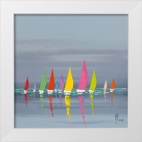 Regate White Modern Wood Framed Art Print by Flanet, Frederic