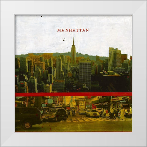Manhattan (NYC) White Modern Wood Framed Art Print by Olukman, Ayline