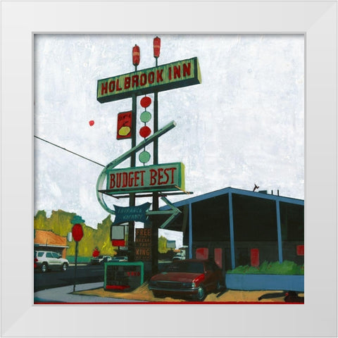 Holbrook Inn Motel (Arizona) White Modern Wood Framed Art Print by Olukman, Ayline