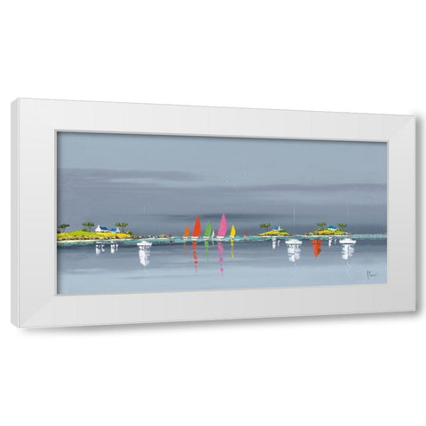 Reflets marins White Modern Wood Framed Art Print by Flanet, Frederic