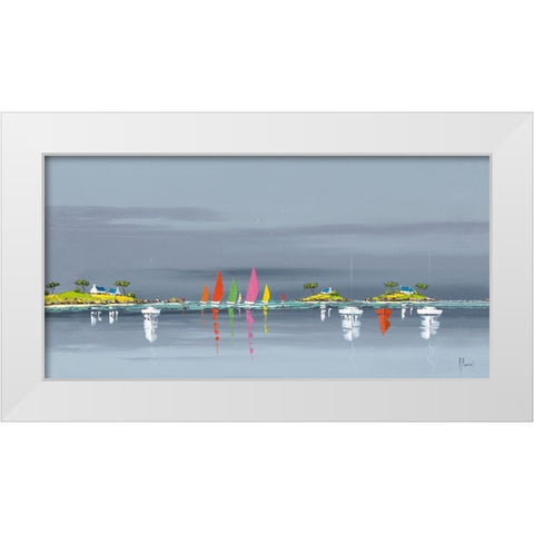 Reflets marins White Modern Wood Framed Art Print by Flanet, Frederic