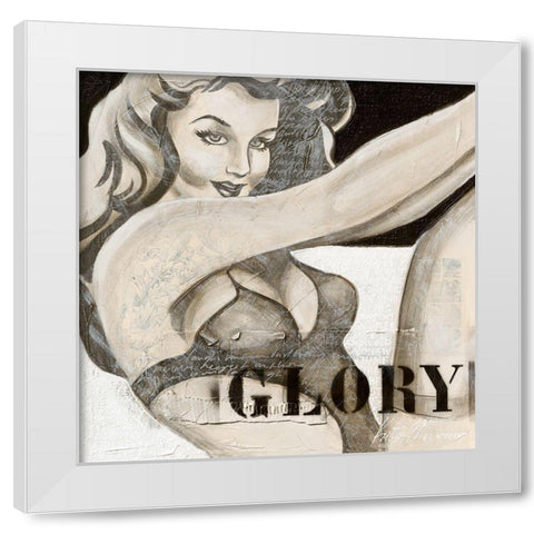 Pin Up Glory White Modern Wood Framed Art Print by Meijering, Kitty