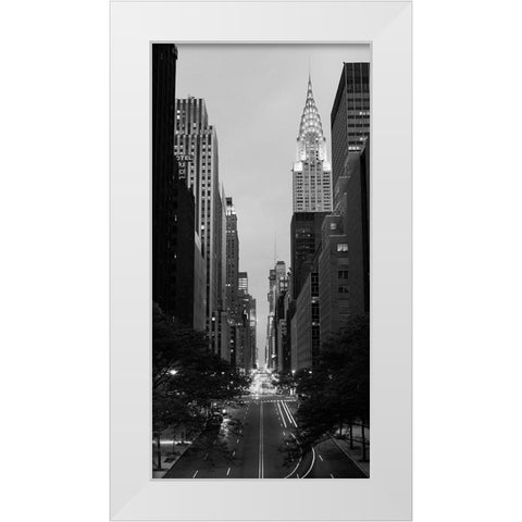 Chrysler Building at Night White Modern Wood Framed Art Print by Butcher, Dave